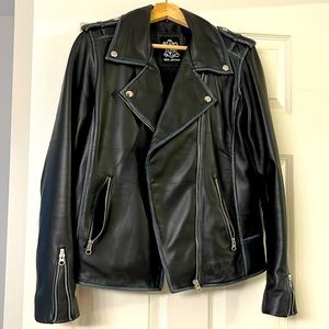 Black leather moto jacket
